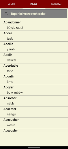 Dictionnaire Wolof-Français Screen 3