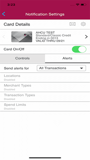 AHCU Card Manager Screen 3