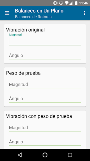 Android application Balanceo de Rotores screenshort