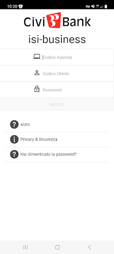 Android application ISI-business CiviBank screenshort