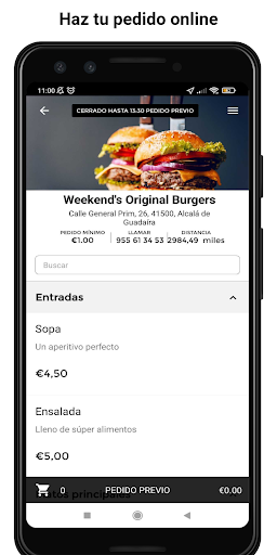 Android application Weekend's Original Burgers screenshort