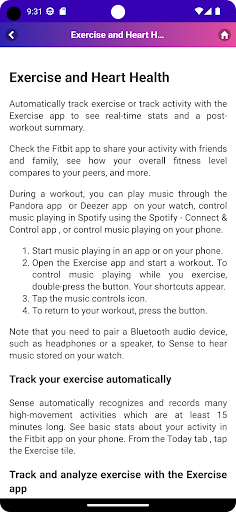 Android application User Guide for Fitbit Sense screenshort