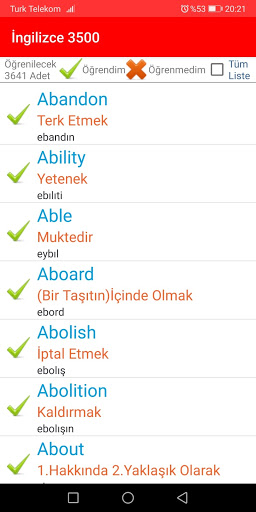 İngilizce 3500 Kelime Öğren Screen 2