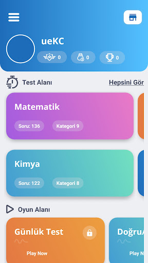 Android application 11. Sınıf Testleri screenshort