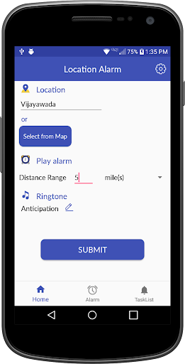 Android application Location & Travel Alarm - Task screenshort