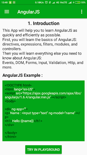 AngularJS Playground Screen 2