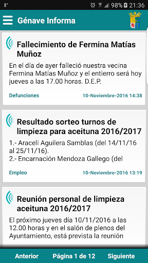Android application Génave Informa screenshort