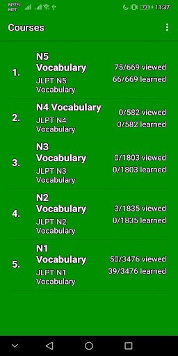 Android application Memorise - JLPT Vocab[OFFLINE] screenshort