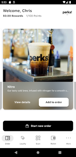 Perks! Coffee Screen 2