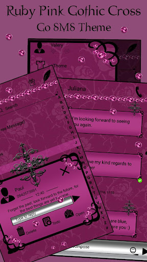 Android application Ruby Pink Gothic Cross Go SMS screenshort