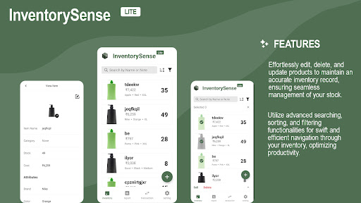 Android application InventorySense Lite screenshort