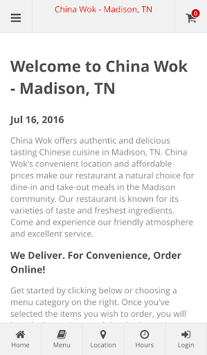 Android application China Wok Madison Online Order screenshort