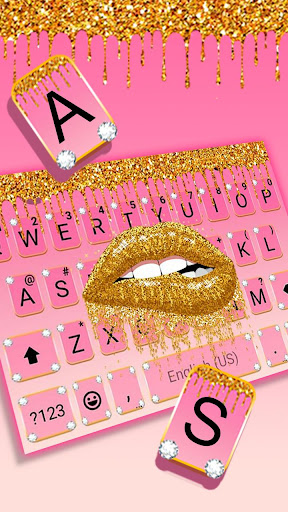 Golden Sexy Lips Keyboard Them Screen 2