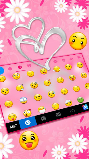 Pink Silver Heart Keyboard The Screen 2