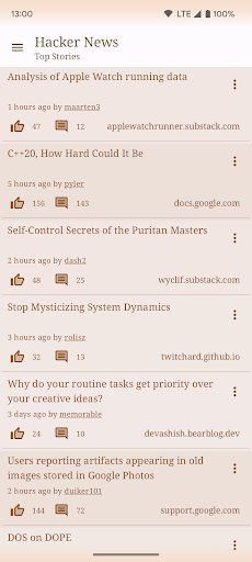 Android application Hacker News screenshort