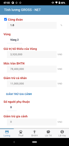 Tính lương - thuế TNCN - BHXH Screen 3
