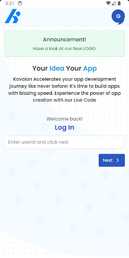 Android application Kovaion Engage screenshort