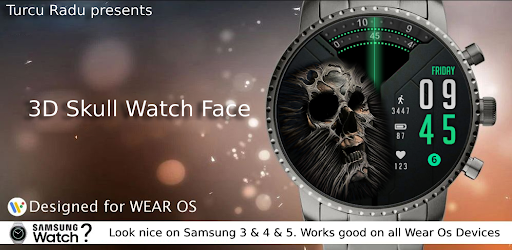 Android application A 3D Skull Watch Face screenshort