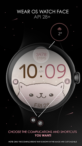 Android application Lovely Cat digital watch face screenshort
