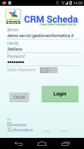 Android application CRM Scheda screenshort