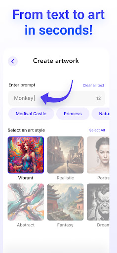 Android application ArtBot - Make AI Artwork screenshort
