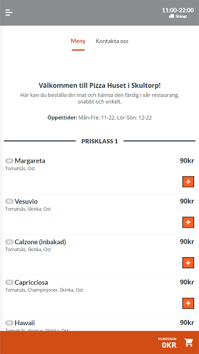 Android application Pizzahuset Skultorp screenshort