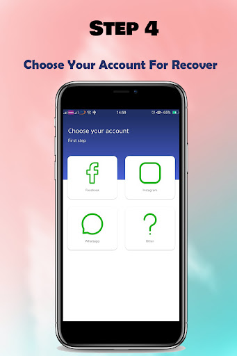 Android application Recouver accounts . screenshort