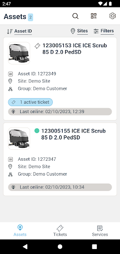 Android application ICE SmartConnect screenshort