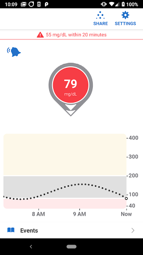 Android application Dexcom G6 mg/dL DXCM10 screenshort