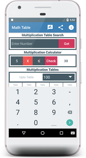 Multiplication Table Screen 3