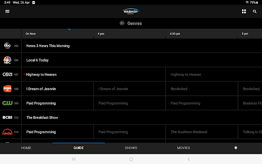 Screenshot of Wabash Streaming