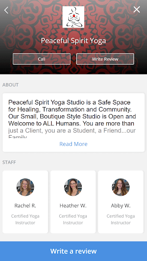 Android application Peaceful Spirit Yoga screenshort