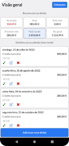 Visualização do aplicativo