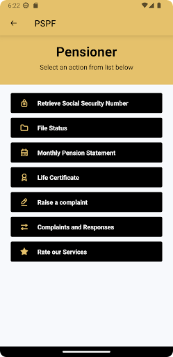 Public Pensions Fund App Screen 2