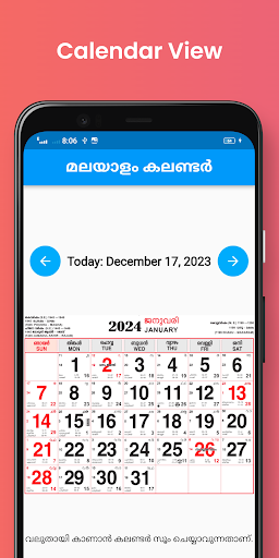 Android application 2024 Kerala Malayalam Calendar screenshort