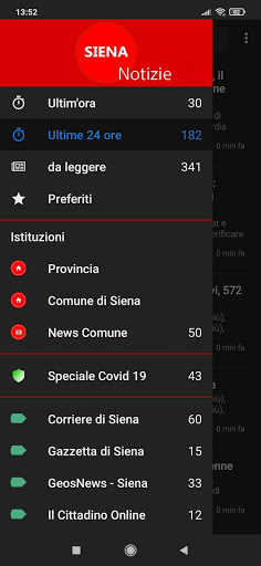 Android application Siena notizie screenshort