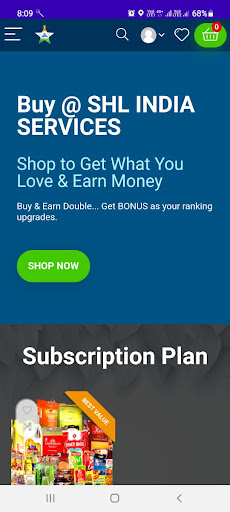Android application SHL India Services Shop & Earn screenshort