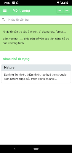 Android application Từ điển môi trường screenshort