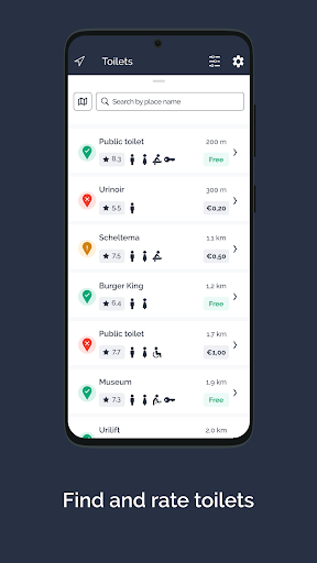 Android application HogeNood - find toilets screenshort