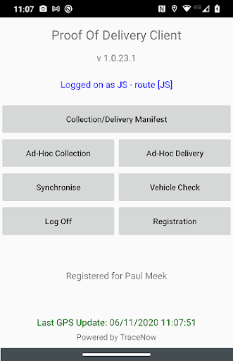 Android application TraceNow Proof of Delivery screenshort