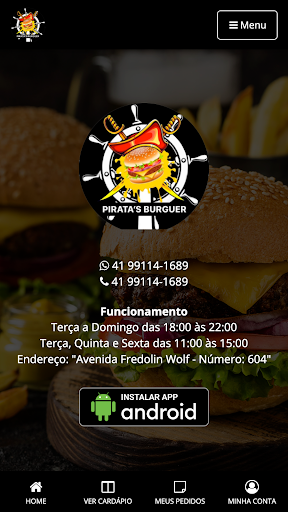 Android application Pirata's burguer screenshort
