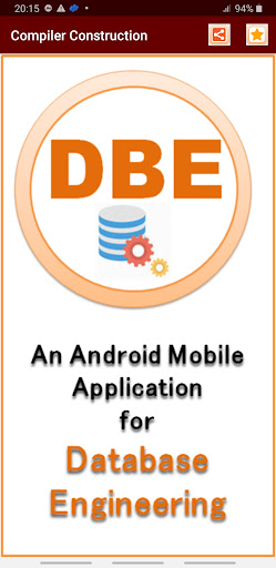 Android application DBE App for Database Engg. screenshort