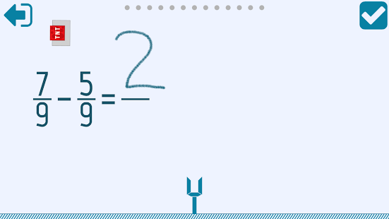 Capture d'écran du formateur de soustraction de fractions