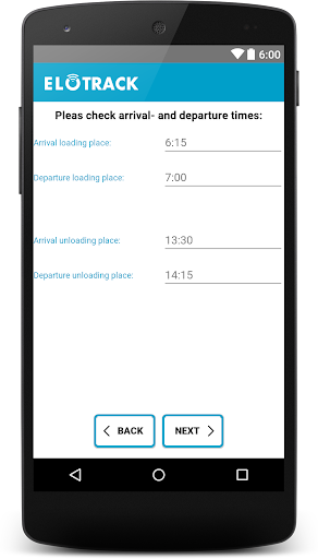 Android application Elotrack screenshort