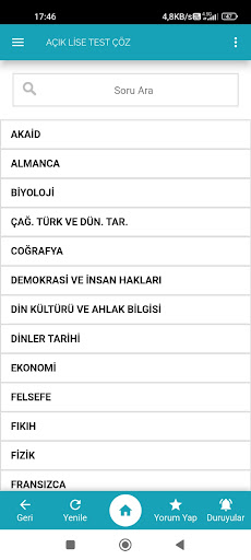 Android application Açık Lise Test Çöz screenshort