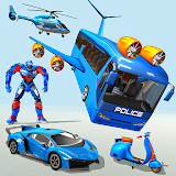 Flying Bus Robot Car Game 3d icon