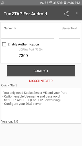 Tun2TAP Socks/HTTP to VPN Screen 2
