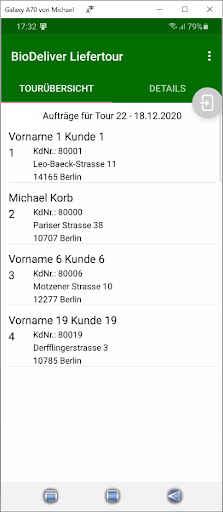 BioDeliver Liefertour Screen 2