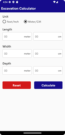 Android application Excavation Calculator screenshort