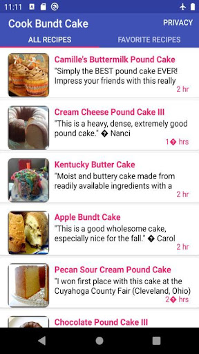 Android application Cook Bundt cake screenshort